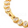Clear Cubic Zirconia Oval Link Chain Necklace NJEW-E074-02G-4