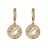 Heart with Flat Round Brass Micro Pave Clear Cubic Zirconia Hoop Earrings KK-D363-11A-G-2