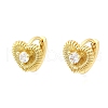 Heart Brass Micro Pave Clear Cubic Zirconia Hoop Earrings EJEW-Z121-05G-4
