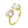 Brass Micro Pave Cubic Zirconia Cuff Rings for Women RJEW-F181-08G-5
