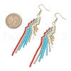 Glass Seed Beaded Tassel Dangle Earrings EJEW-MZ00434-01-3