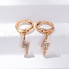 Brass Micro Pave Clear Cubic Zirconia Leverback Earrings EJEW-K300-22G-2
