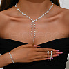 Alloy Rhinestone Tassel Pendant Necklace & Stud Earring & Ring FS-WG7E587-04-1