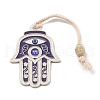 Hamsa Hand/Hand of Miriam with Evil Eye Alloy Resin Pendant Decorations HJEW-K042-01AS-02-1