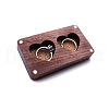 2 Heart Slots Rectangle Wood Couple Rings Gift Storage Case PW-WG87182-01-2