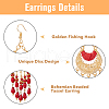 FIBLOOM 4 Pairs 4 Colors Glass Seed Beaded Tassel Chandelier Earrings EJEW-FI0002-40-4