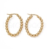 201 Stainless Steel Round Beaded Oval Hoop Earrings with 304 Stainless Steel Pins for Women EJEW-B016-08G-1