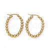 201 Stainless Steel Round Beaded Oval Hoop Earrings with 304 Stainless Steel Pins for Women EJEW-B016-08G-1