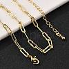Brass Textured Paperclip Chain Necklaces for Women Men NJEW-F337-02G-01-4