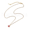 Brass Red Enamel Maple Leaf Pendant Cable Chain Necklaces for Women NJEW-JN05080-4
