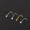 304 Stainless Steel Rhinestone Round Ball Fishtail Nose Rings WGE5A2F-15-1