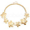 Alloy Big Small Textured Flower Link Chain Necklaces for Women FS-WG4F9B9-01-4