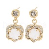 Brass with Glass Dangle Studs Earrings EJEW-Q800-12KCG-1