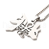 Non-Tarnish 304 Stainless Steel Fox Pendants Necklaces NJEW-M197-01P-2