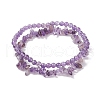 Chip & Round Natural Amethyst Beaded Stretch Bracelets for Women BJEW-JB10189-03-1