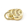 Brass Micro Pave Clear Cubic Zirconia Heart Charms ZIRC-F132-58G-3