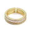 Rack Plating Brass Micro Pave Cubic Zirconia Open Cuff Rings for Women RJEW-C080-06G-2