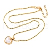 304 Stainless Steel Pave Shell Heart Pendant Rope Chain Necklaces for Women NJEW-Z070-02G-4