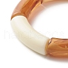 Chunky Curved Tube Beads Stretch Bracelet for Teen Girl Women BJEW-JB06991-02-5