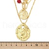 304 Stainless Steel & Synthetic Dyed Red Turquoise Round and ABS Imitation Pearl Oval Pendant 3 Layer Necklaces for Women NJEW-M100-01G-3