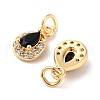 Brass Micro Pave Cubic Zirconia Charms KK-B102-01G-02-2