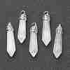 Bullet Natural Quartz Crystal Pendants X-G-E332-C28-2