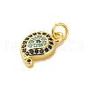 Real 18K Gold Plated Rack Plating Brass Micro Pave Cubic Zirconia Pendants Charms KK-S396-01H-2