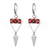 Triangle with Eye Brass Glass Seed Beaded Leverback Earrings EJEW-MZ00452-4