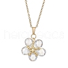 Glass & Glass Seed Beads Flower Pendant Necklaces & Hoop Earrings Sets SJEW-MZ00011-4