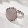 Half Round Natural Rose Quartz Finger Rings X-RJEW-M062-01P-17-5