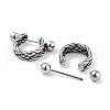 Braided 316 Surgical Stainless Steel Shield Barbell Hoop Earrings EJEW-Z050-58D-AS-2