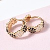 Daisy Brass Enamel Hoop Earrings for Women EJEW-G434-01G-01-3
