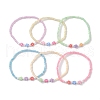 6Pcs 6 Colors Flower Acrylic Stretch Bracelets BJEW-JB10235-01-1