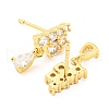 Rack Plating Brass Cubic Zirconia Grape Shape Dangle Stud Earrings EJEW-K245-47G-2