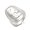 Non-Tarnish 304 Stainless Steel Moon with Star Open Cuff Ring for Women RJEW-M149-29P-3