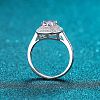 Rhodium Plated 925 Sterling Silver Micro Pave 6.5mm Cubic Zirconia Finger Rings for Women WGCD3AD-08-3
