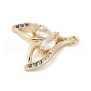Brass Pave Light Sky Blue and Clear Cubic Zirconia Sea Animal Connector Charms KK-M326-07C-G-2