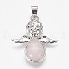 Natural Rose Quartz Pendants G-G651-E05-2