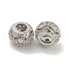 Rack Plating Brass Micro Pave Clear Cubic Zirconia European Beads KK-L215-302P-2