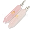 Bullet Natural Rose Quartz Pointed Dowsing Pendulums AJEW-B106-01AS-04-2