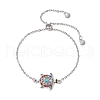 Sea Turtle Link & Charm Bracelets BJEW-JB11702-02-2
