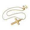 304 Stainless Steel Cross Pendant Snake Chain Necklaces NJEW-S442-06G-4