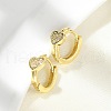 Heart Brass Micro Pave Clear Cubic Zirconia Hoop Earrings EJEW-D311-106G-5