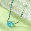304 Stainless Steel Glass Beads Link Chain Bracelets BJEW-A036-14G-01-4