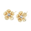 Flower Brass Micro Pave Cubic Zirconia Stud Earring Findings KK-M326-08G-1