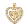 Brass & Shell & Clear Cubic Zirconia Pendants KK-I712-04G-1