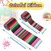 2 Rolls 2 Styles Stripe Pattern Printed Polyester Grosgrain Ribbon OCOR-TA0001-37A-3