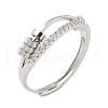 Brass Micro Pave Cubic Zirconia Rotating Finger Rings for Women RJEW-C132-04P-1