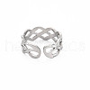 Non-Tarnish 304 Stainless Steel Rhombus Hollow Open Cuff Ring for Women RJEW-S405-214P-2