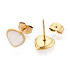 Heart 304 Stainless Steel Enamel Stud Earrings EJEW-T047-18G-B-2